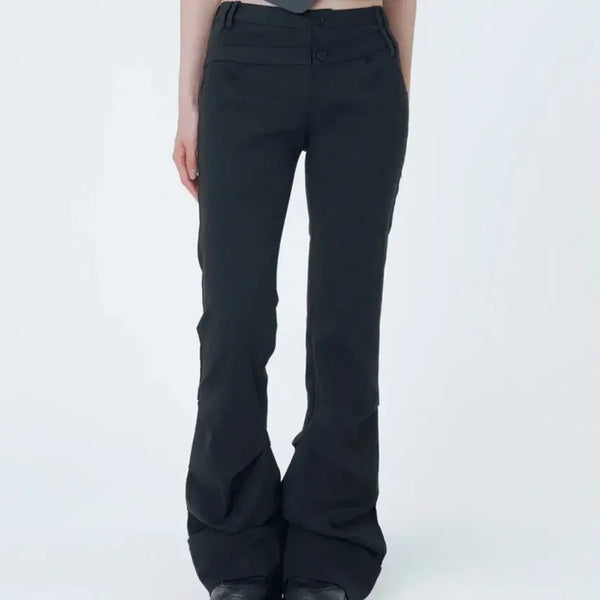 [BUNJANG] Miseki Seoul Layered Folding Pants Black / 미세키서울 레이어드 폴딩 팬츠 블랙