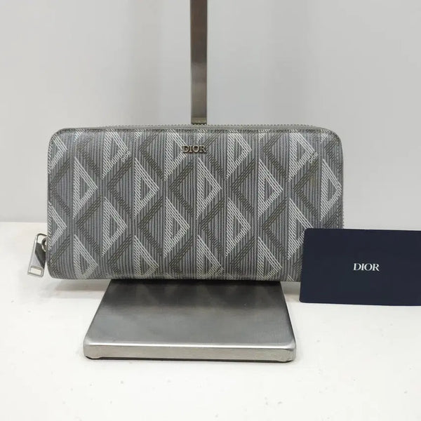 [BUNJANG] Dior CD Diamond Long Zipper Wallet Grey / [정품] 디올 CD 다이아몬드 지퍼 장지갑