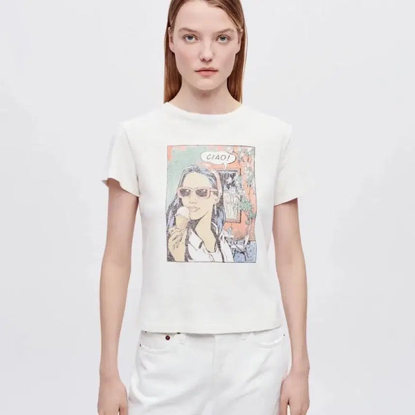 [BUNJANG] Ridan Chao Short-Sleeve T-Shirt White S / 리던 차오 반팔 티셔츠 화이트 S