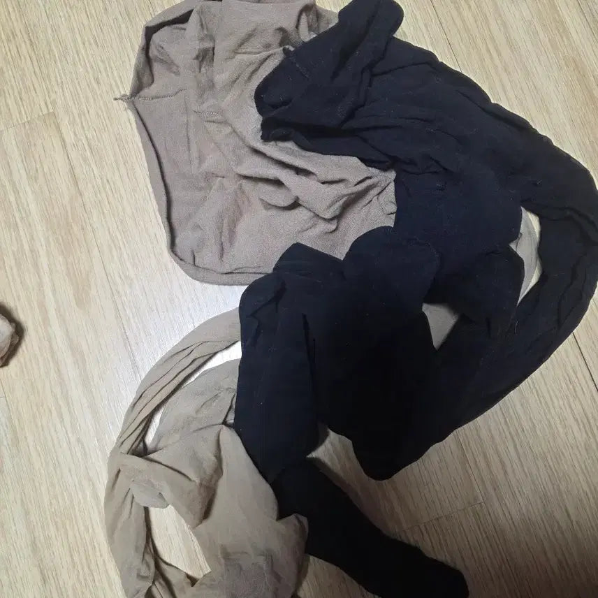 [BUNJANG] Sheer Stockings Set (Nude & Black) / 스타킹 살색1 블랙1
