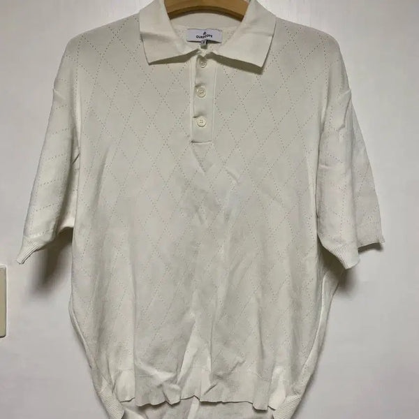 [BUNJANG] OURSCOPE White Knit Short Sleeve T-Shirt Size 2 / [OURSCOPE] 아워스코프 화이트 니트 반팔티 2사이즈