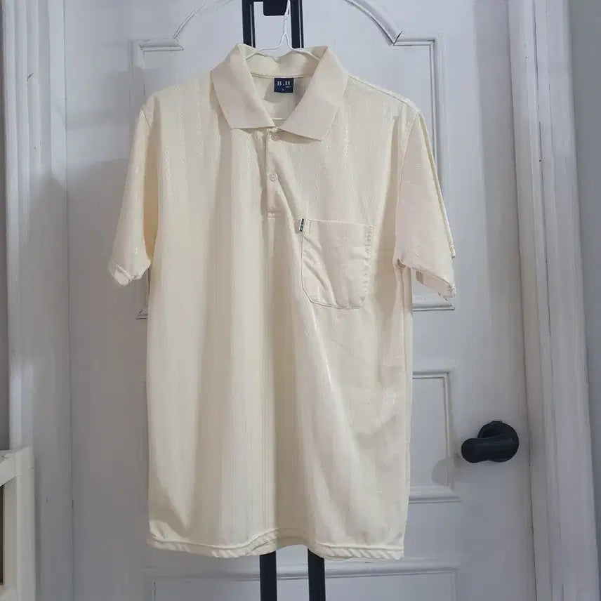 [BUNJANG] BH Golf Men's Rayon Short Sleeve Polo Shirt - Ivory (L/100) / BH골프 남성 인견 반팔카라티 L 100 아이보리
