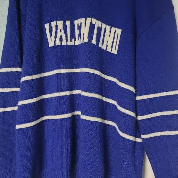 [BUNJANG] Valentino Logo Intarsia Knit Blue / 발렌티노 로고 안타르시아 니트 블루