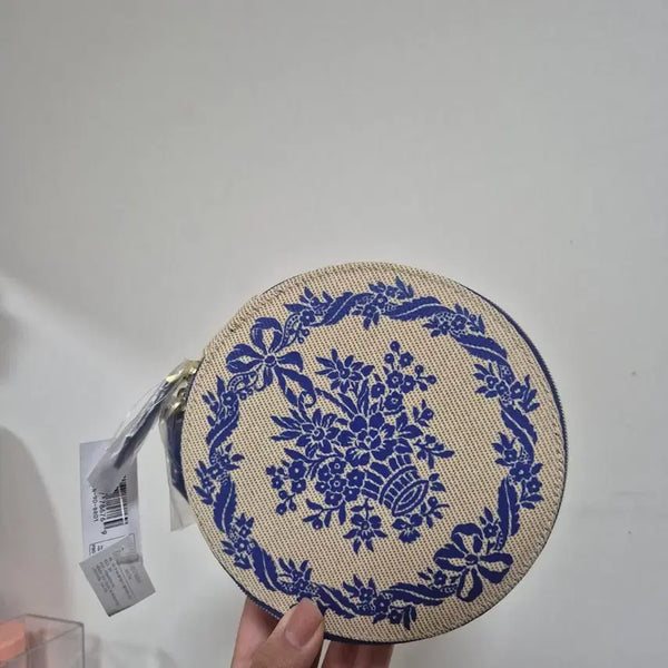 [BUNJANG] Estée Lauder Blue Flower Round Pouch / 새상품 에스티로더 원형 파우치 블루 플라워