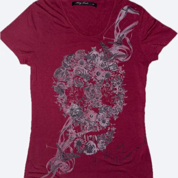 [BUNJANG] Bling Leads Burgundy Short Sleeve T-Shirt / Bling Leads 버건디 반팔티