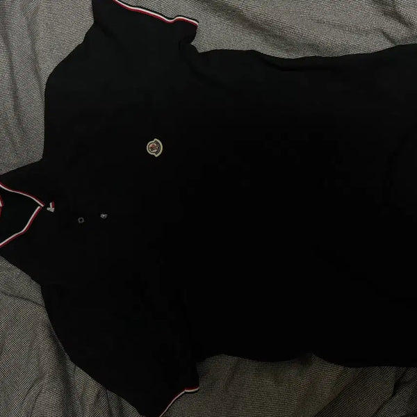[BUNJANG] Moncler Logo Short Sleeve Polo Shirt Black / 몽클레어 로고 반팔 카라티 블랙