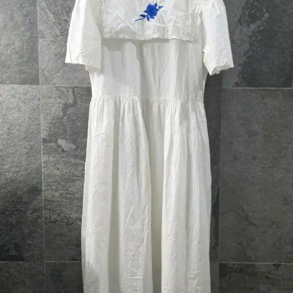[BUNJANG] Embroidered Wide Collar Dress / 빅카라 자수 원피스