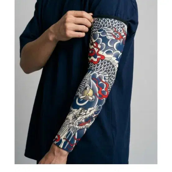 [BUNJANG] Tattoo Arm Sleeves (2 Sets, 4 Pieces) - Sun Protection & Skin Protection / 2세트 4매) 문신 타투 이레즈미 팔토시 햇빛차단 피부보호 팔토시 쿨토시