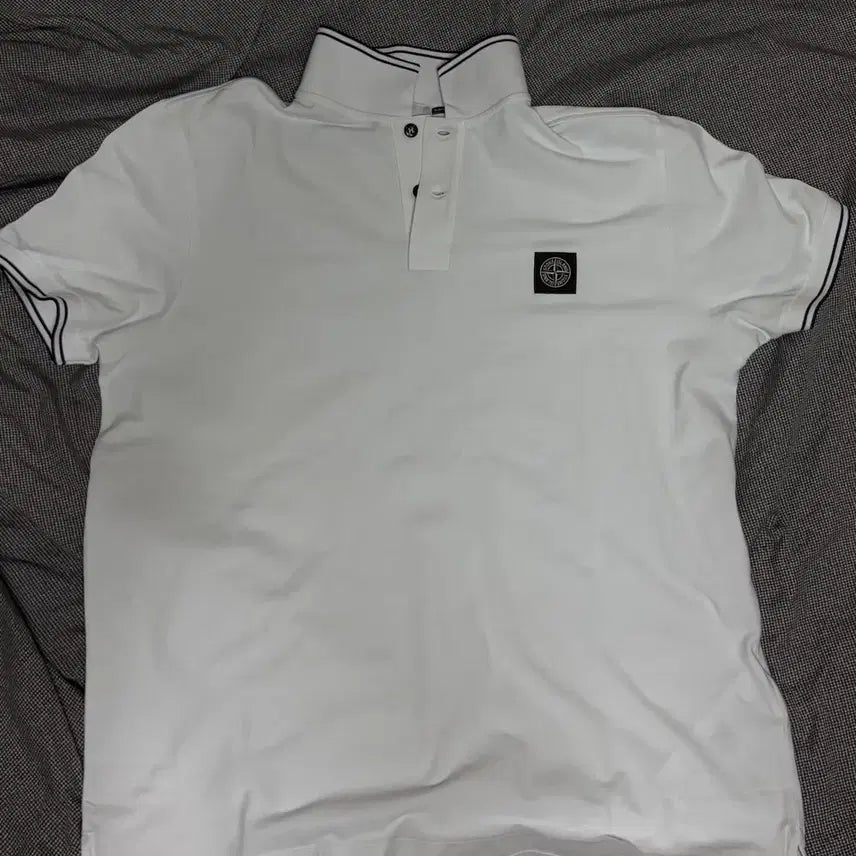 [BUNJANG] Stone Island Short Sleeve Polo Shirt White / 스톤아일랜드 반팔 카라티 화이트