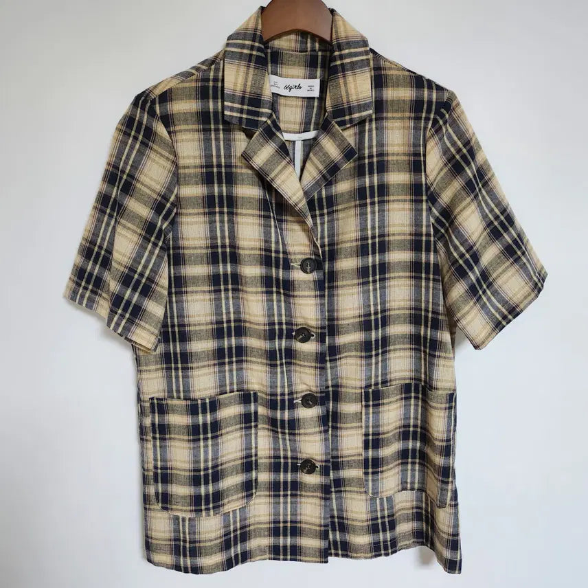 [BUNJANG] Men's Multicolor Plaid Short-Sleeve Shirt with Pocket / 체크 반팔 셔츠 포켓 남자 남성 멀티컬러 [FREE]