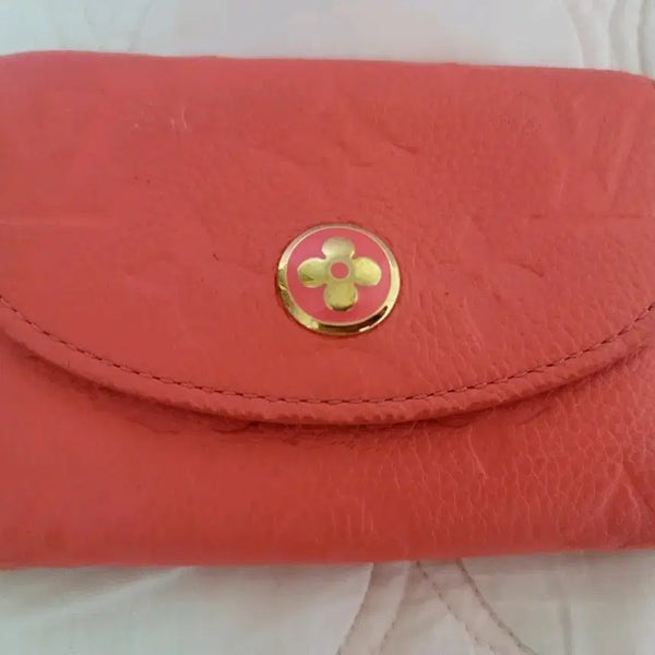 [BUNJANG] Louis Vuitton Rosalie Coin Purse Monogram Empreinte Sweet Coral Card Holder / 루이비통 로잘리 코인 퍼스 모노그램 앙프렝뜨 코랄 카드지갑/동전지갑