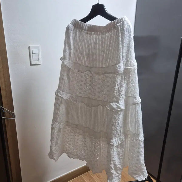 [BUNJANG] White Lace Tiered Skirt / 화이트 레이스 캉캉 스커트