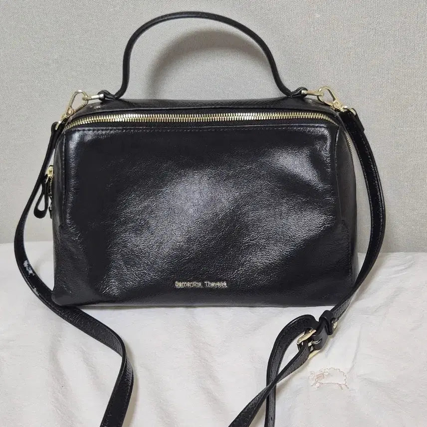 [BUNJANG] Samantha Thavasa Black Leather Shoulder Bag / 사만사타바사 블랙 숄더백