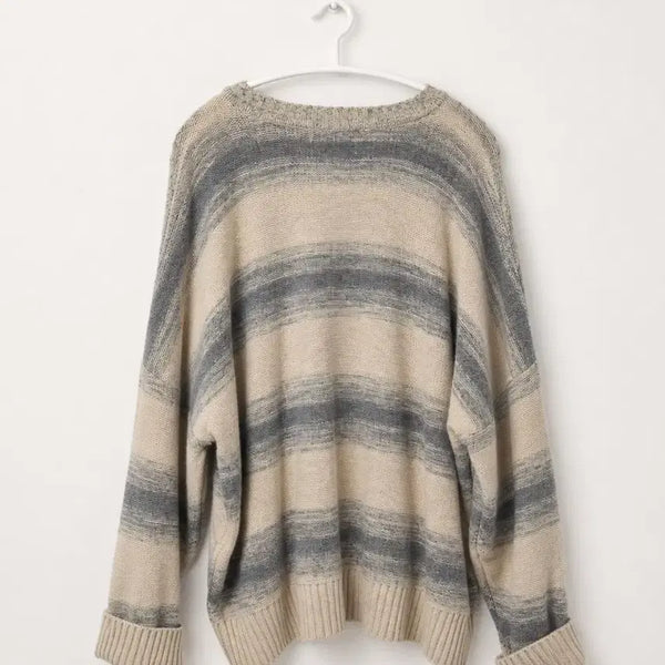 [BUNJANG] Vivastudio Oversized Cropped Gradient Stripe Knit / 비바스튜디오 오버핏 크롭 니트 (스트라이프)