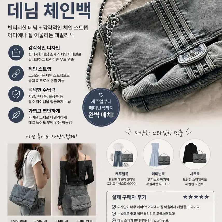 [BUNJANG] Denim Chain Bag / 데님 체인백