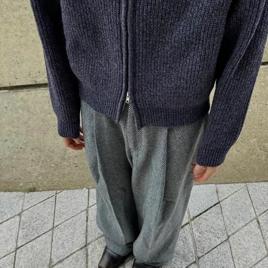 [BUNJANG] Wavy ness Herringbone Pants Blue Grey / 웨이비니스 Herringbone Pants blue grey 1