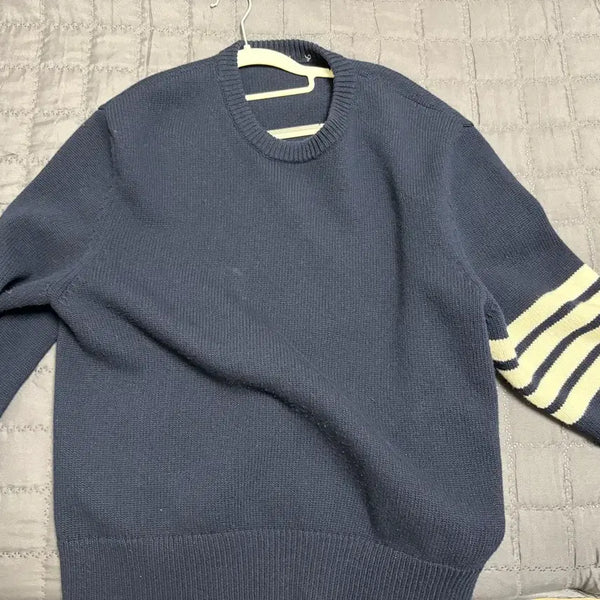 [BUNJANG] Thom Browne Navy 4-Bar Knit Sweater / 톰브라운 네이비 4선 니트