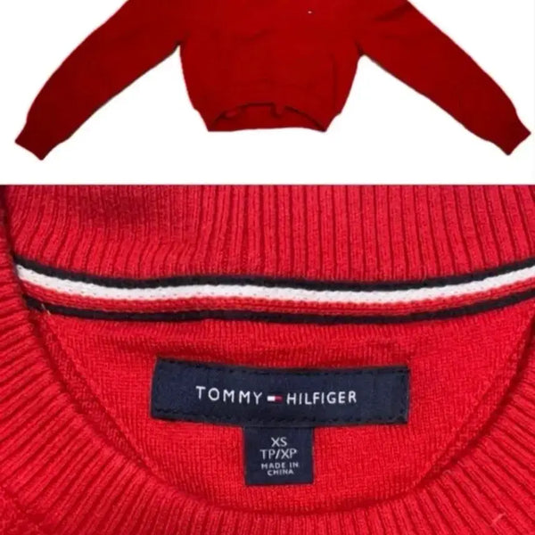 [BUNJANG] Tommy Hilfiger Red Cropped Knit Sweater / TOMMY HILFIGER 토미힐피거 레드 크롭 니트