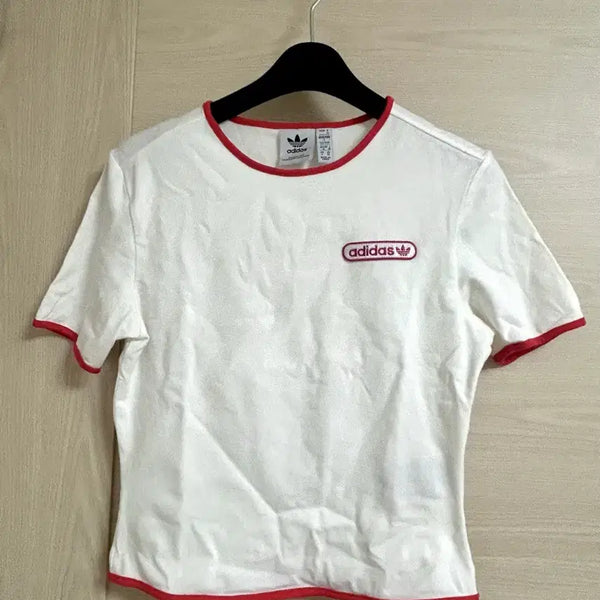 [BUNJANG] Adidas Colorblock Ringer Crop T-Shirt / 아디다스 반팔티 흰색 빨강 배색 양도합니다