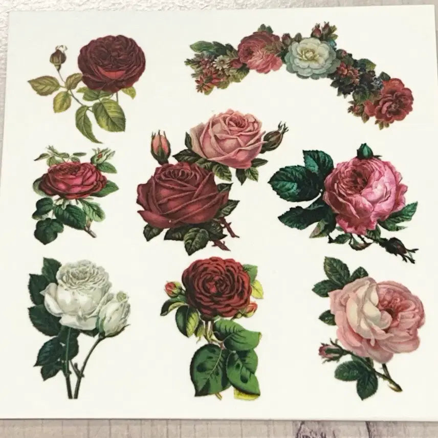 [BUNJANG] Vintage Rose Die-Cut Stickers Set / 빈티지 장미꽃 인스