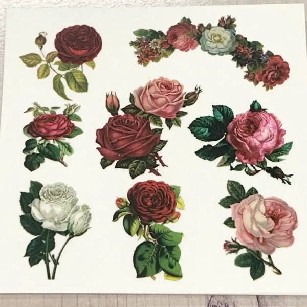 [BUNJANG] Vintage Rose Die-Cut Stickers Set / 빈티지 장미꽃 인스