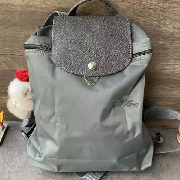 [BUNJANG] Longchamp Le Pliage Backpack, Gray, Medium, with Inner Bag and Sanrio Keyring / 새상품 정품 롱샴 플립 백팩 그레이M+이너백+산리오키링
