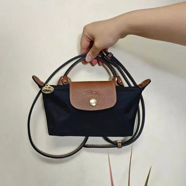 [BUNJANG] Longchamp Le Pliage Mini Crossbody Bag Black/Brown / 거의새것  롱샴 르 플리아쥬 미니 크로스백 블랙 브라운 개인단쇼리