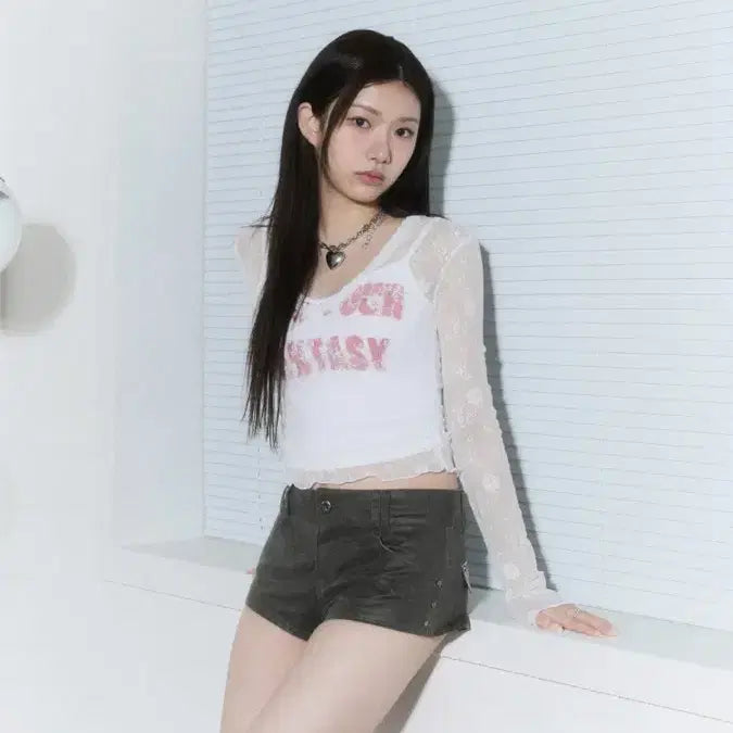 [BUNJANG] Cherrykyri Lace V-Neck Shirring Sleeve Blouse White / 체리퀴리 레이스 브이넥 셔링 슬리브 화이트