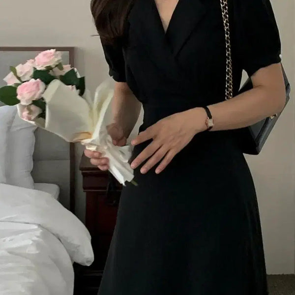 [BUNJANG] Black Wrap Dress / 새상품 하객룩 블랙 랩 원피스