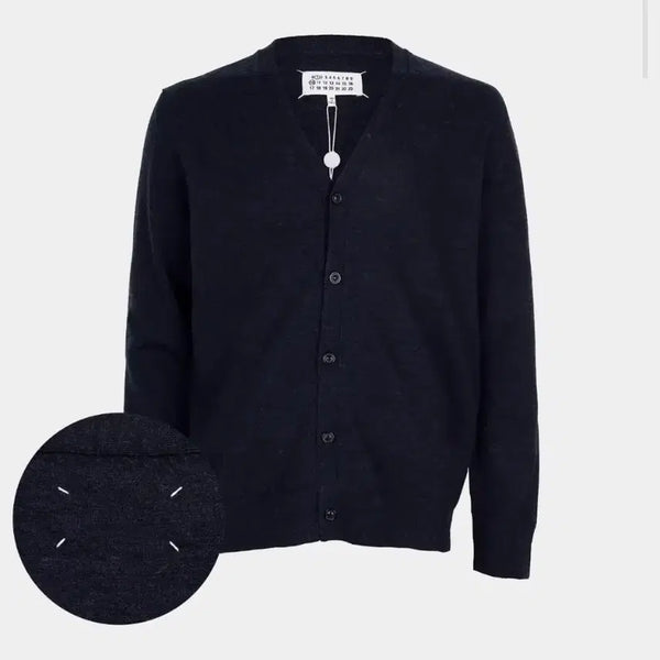 [BUNJANG] Maison Margiela Navy Stitch Detail Suede Elbow Cardigan / 메종마르지엘라 가디건