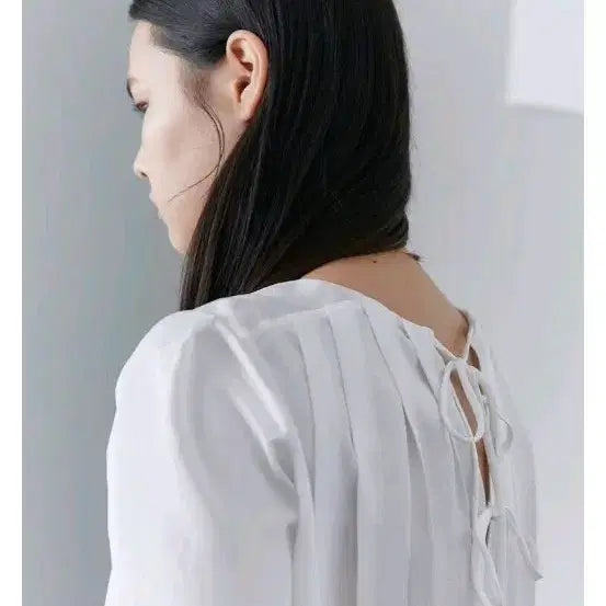 [BUNJANG] KUHO PLUS Back Tie Pleats Blouse / 구호플러스 백 타이드 플리츠 블라우스 free