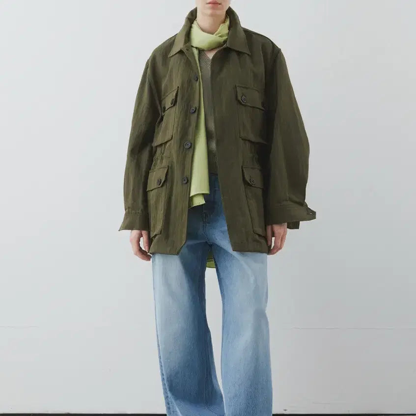 [BUNJANG] Mundal Luster Safari Jacket Olive / 문달 Luster Safari Jacket in Olive