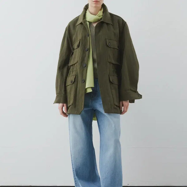 [BUNJANG] Mundal Luster Safari Jacket Olive / 문달 Luster Safari Jacket in Olive