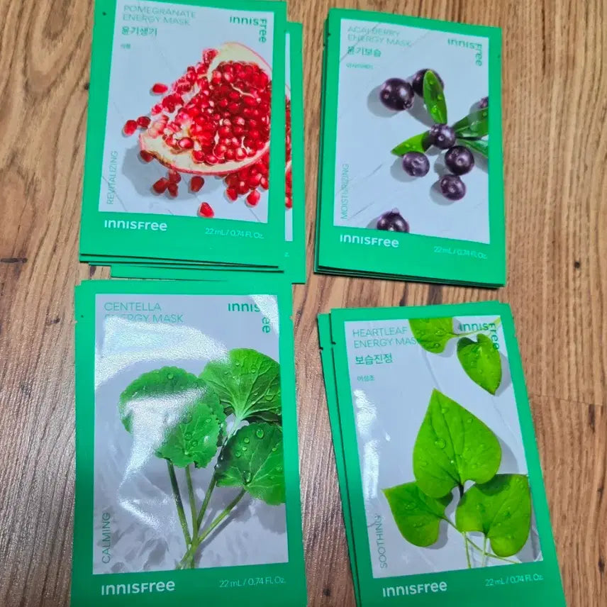 [BUNJANG] Innisfree Energy Mask Set (Pomegranate, Acai Berry, Centella Asiatica, Houttuynia Cordata) / 이니스프리 에너지 마스크 4종 (석류/아사이베리/병풀/어성초)
