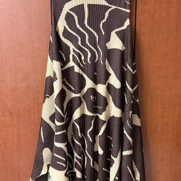 [BUNJANG] Pleated Brown Long Dress / 플리츠 브라운 롱 원피스