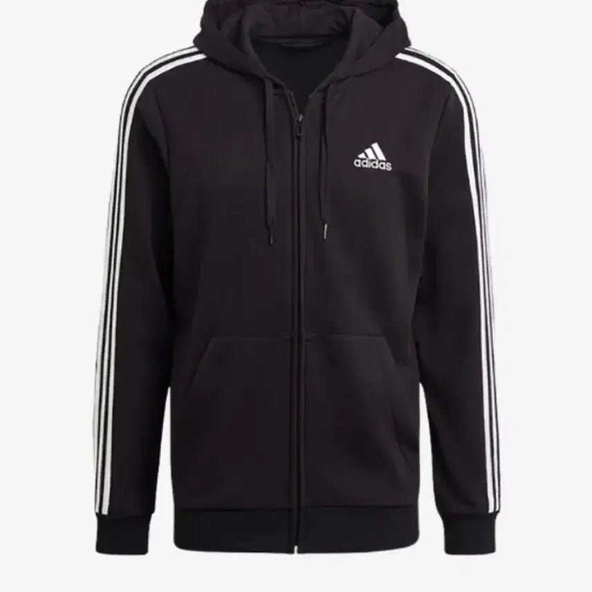 [BUNJANG] Adidas Three-Stripes Full-Zip Hoodie Black GK9032 / S 아디다스 삼선 후드 풀집업 후드티 후드집업 블랙 GK9032