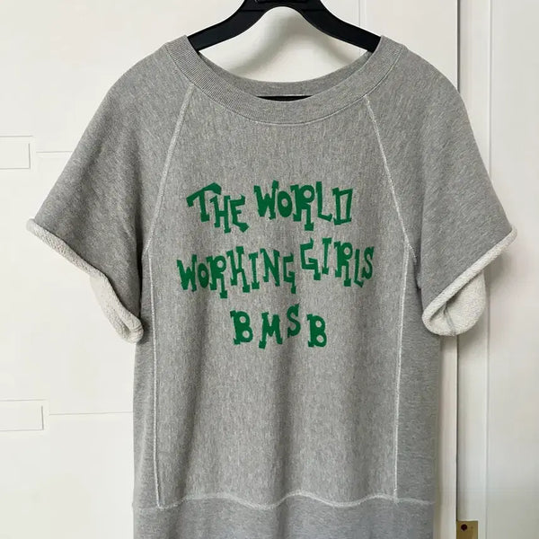 [BUNJANG] BEAMS BOY Embroidered Short Sleeve Sweatshirt T-Shirt / 빔즈보이 반팔 맨투맨 티셔츠