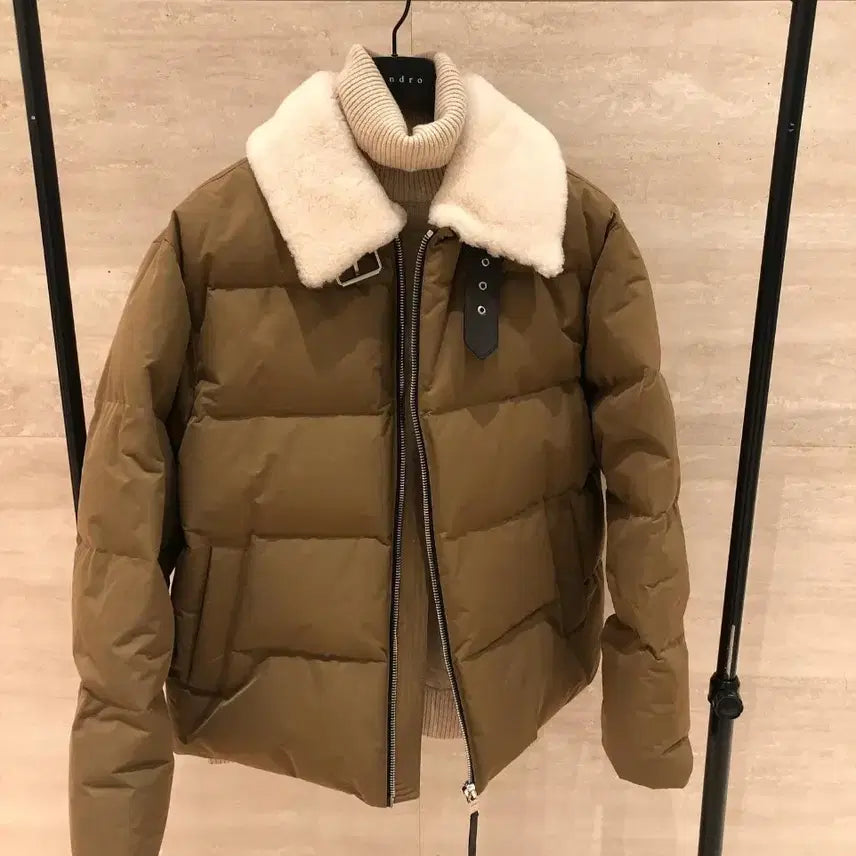 [BUNJANG] Sandro Homme Shearling Goose Down Padded Jacket Camel Size 52 / 산드로옴므 양털 시어링 구스다운 패딩 52 카멜