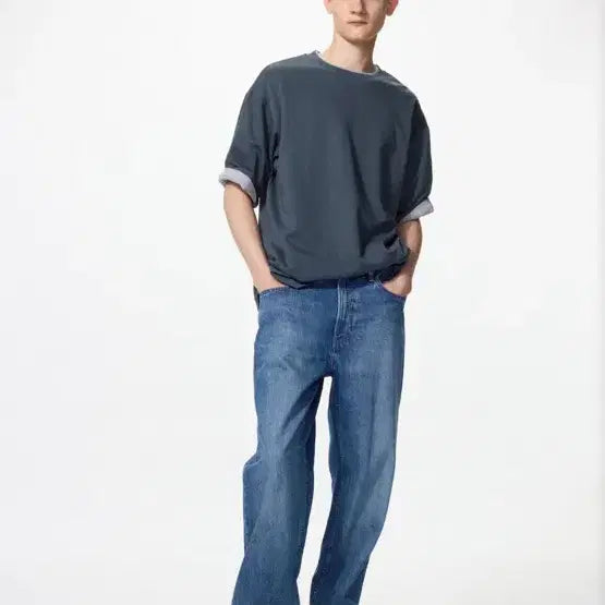 [BUNJANG] Uniqlo Wide Straight Jeans Size 34 / 유니클로 와이드 스트레이트진 34