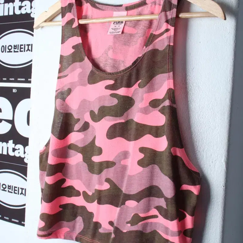 [BUNJANG] Pink Sleeveless T-Shirt / W(XS-S) 핑크 반팔 티셔츠 민소매 나시 카모-H35028