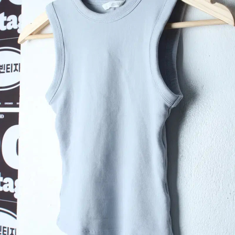 [BUNJANG] ZARA Slim Fit Short Sleeve T-Shirt - Light Blue / W(M) 자라 반팔 티셔츠 슬림핏 민소매 나시 연블루-H35029