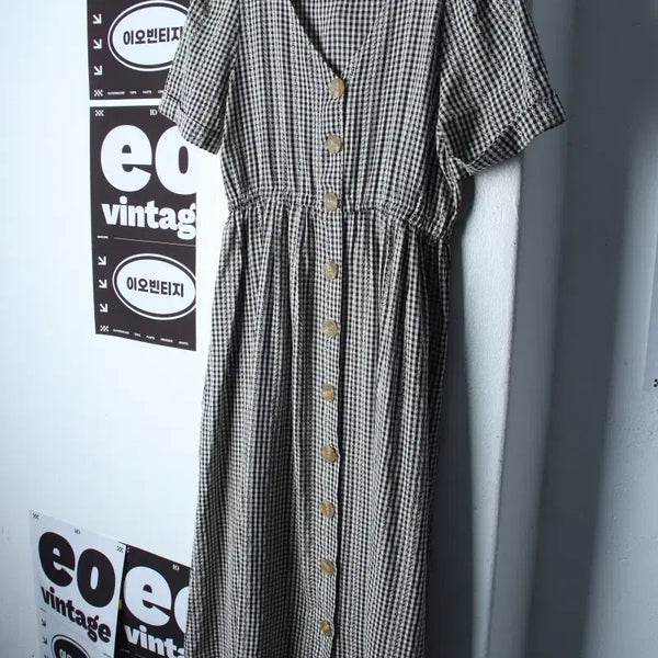 [BUNJANG] 8 Seconds Check Short Sleeve V-Neck Dress / W(F) 에잇세컨즈 드레스 원피스 반팔 브이넥 체크-H35036