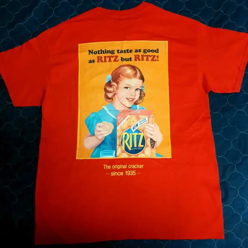 [BUNJANG] Gildan 70s Ritz Crackers Printing Ultra Cotton T-Shirt Red (L) / 길단 70s 리츠 크래커 프린팅 울트라코튼 반팔티 레드 (L)