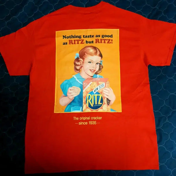 [BUNJANG] Gildan 70s Ritz Crackers Printing Ultra Cotton T-Shirt Red (L) / 길단 70s 리츠 크래커 프린팅 울트라코튼 반팔티 레드 (L)