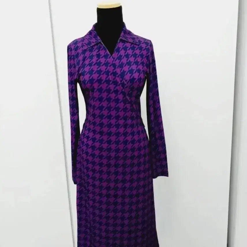 [BUNJANG] LANG&LU Houndstooth Midi Wrap Dress / 랭앤루 미디 랩 원피스