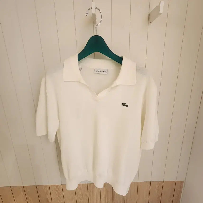 [BUNJANG] Lacoste Women's Open Collar Pique Sweater Polo Shirt White/Brown/Navy / (새상품) 라코스테 여성 오픈카라 피케 스웨터 폴로 셔츠 (카라티)