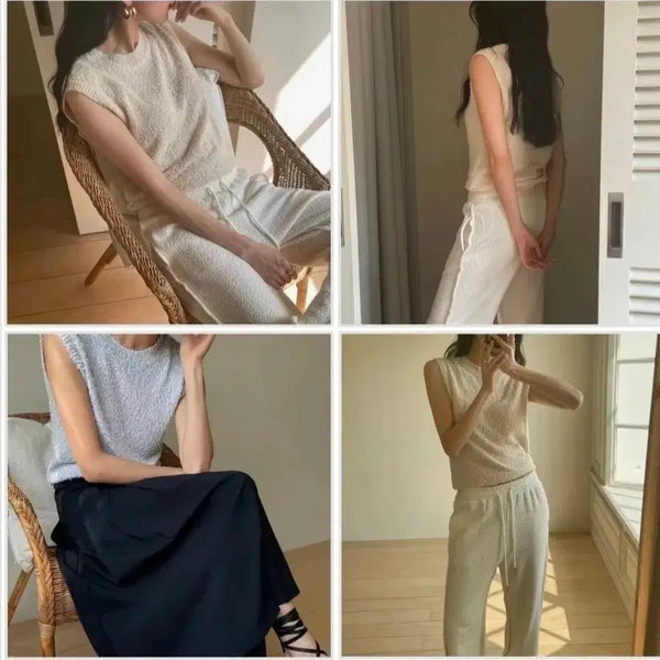 [BUNJANG] Mariner Knit Sleeveless Vest (Beige, Size 55-66) / (새옷) 마리너 니트 나시 베이지 55~66사이즈