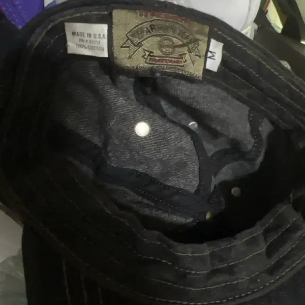 [BUNJANG] Armani Jeans Black Denim Patch Logo Work Cap / 알미니진 블랙데님 롱빌 캡