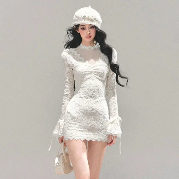 [BUNJANG] Shaoyeyan French Long Sleeve Lace Dress / Shaoyeyan 샤오예얀 원피스 프렌치 롱슬리브 레이스