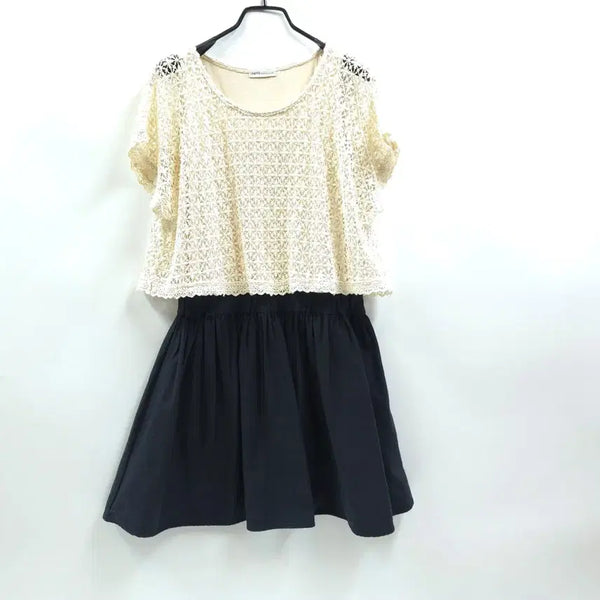 [BUNJANG] earth music&ecology Cotton Scallop Lace Layered Dress / EARTH 어스 뮤직앤에콜로지 코튼 스칼럽레이스 레이어드원피스 C570
